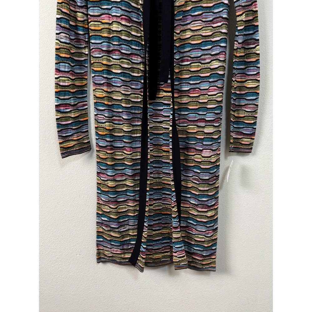 M Missoni Y2K Vintage Knit Cardigan Duster Multi-Color Wave Tie Front Size 4 NEW - Picture 3 of 12